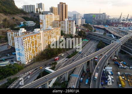 Kwai Tsing, Hongkong, 14. Februar 2019: Hongkong Stockfoto