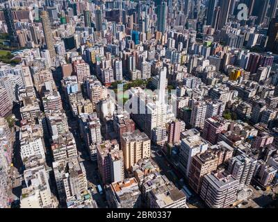 Kowloon City, Hong Kong 25 May 2018:- Luftaufnahme des Stadtbildes von Hong Kong Stockfoto