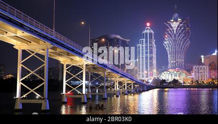 Nam Van Lake Macau - 22. Januar 2019: Macau City bei Nacht Stockfoto