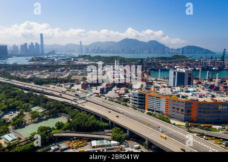 Kwai Tsing, Hongkong 04. September 2018:-Container im Handelshafen von Hongkong Stockfoto