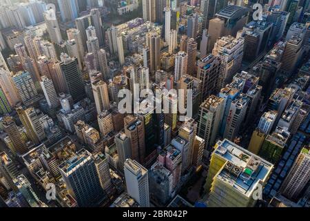 Mong Kok, Hongkong 04. September 2018:-Luftaufnahme der Stadt Hongkong Stockfoto