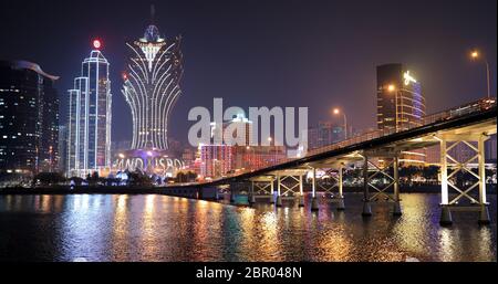 Nam Van Lake Macau - 22. Januar 2019: Macau City Skyline bei Nacht Stockfoto