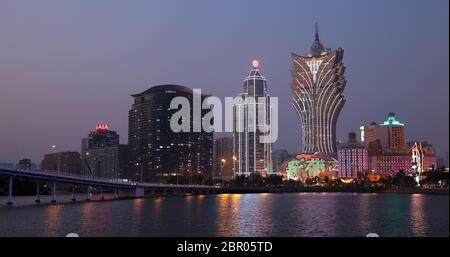 Nam Van Lake Macau - 22. Januar 2019: Macau City Skyline bei Nacht Stockfoto