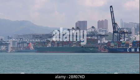 Kwai Tsing, Hongkong, 02. Mai 2018:- Hong Kong Kwai Tsing Container Terminal Stockfoto