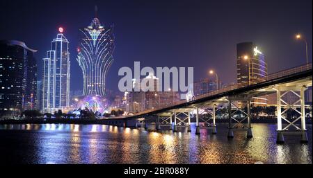Nam Van Lake Macau - 22. Januar 2019: Macau bei Nacht Stockfoto