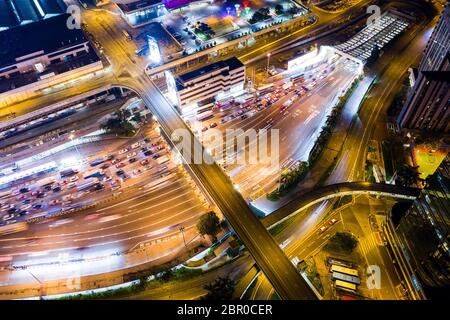 Hung Hom, Hongkong 05. September 2018:- Draufsicht auf den Kreuzfahrttunnel Stockfoto