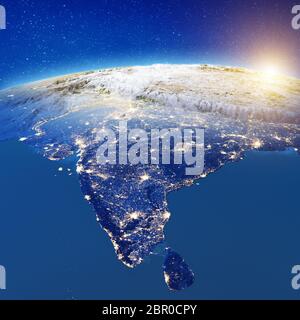 Indien aus dem Weltraum. Elemente dieses Bild von der NASA eingerichtet. 3D-Rendering Stockfoto