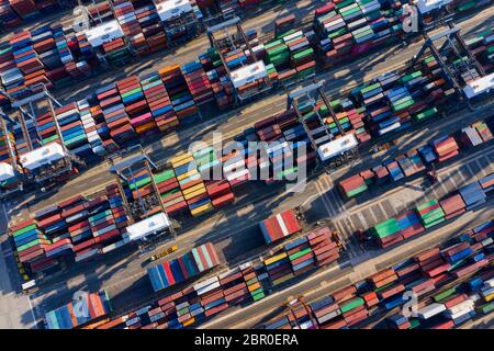 Kwai Tsing, Hongkong, 14. Februar 2019:- Draufsicht auf die Kwai Tsing Container Terminals Stockfoto