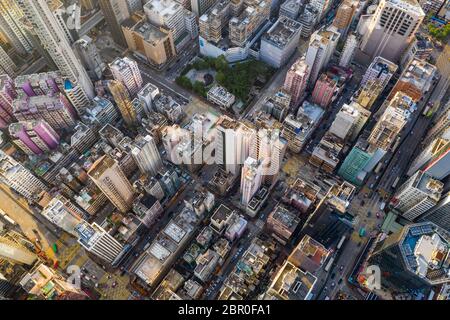 Mong Kok, Hongkong 03. September 2018:- Luftaufnahme des Wohnviertels von Hongkong Stockfoto