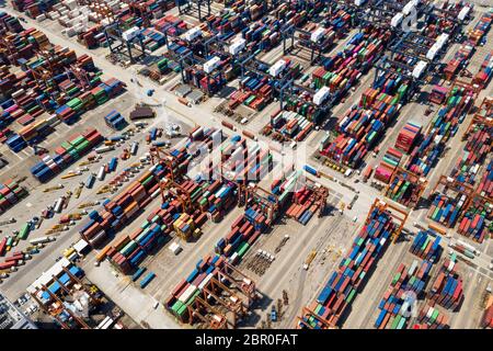 Kwai Tsing, Hongkong 04. September 2018:- Kwai Tsing Containerterminal Stockfoto