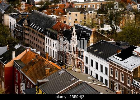 Die Stadt Leuven von oben. Aufgenommen aus den akademischen Bibliotheken von Leuven, Belgien Stockfoto