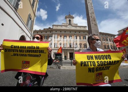 Rom, Italien. Mai 2020. Rom, Arbeiterdemonstration in Montecitorio anlässlich des 50. Jahrestages der Geburt des Statuts der abgebildeten Arbeiter: Quelle: Unabhängige Fotoagentur/Alamy Live News Stockfoto