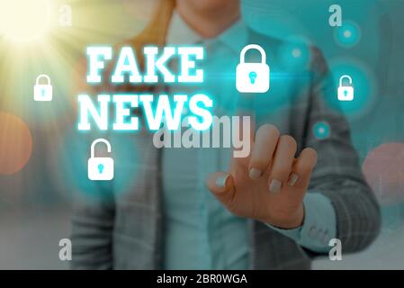 Handschrift Text Schreiben Fake News. Konzeptionelle Foto falsche Informationen veröffentlichen unter dem Deckmantel der authentischen Nachrichten Stockfoto