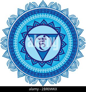 Blaue Kehle Energie vishuddha chakra Mandala geistliche heilige Abbildung: Form Stockfoto