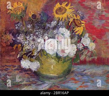 Rosen und Sonnenblumen von Vincent Van Gogh 1886, Kunsthalle Mannheim, Deutschland Stockfoto