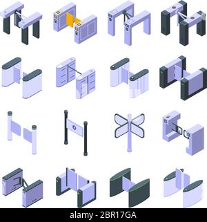 Drehkreuz-Symbole gesetzt, isometrischer Stil Stock Vektor