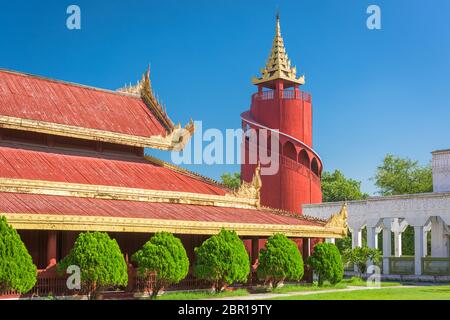 Mandalay, Myanmar am Wachturm des Mandalay Palace. Stockfoto