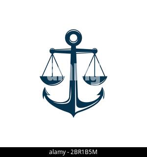 Anker und Maßstab der Gerechtigkeit Logo Vorlage Illustration Design. Vektor EPS 10. Stockfoto
