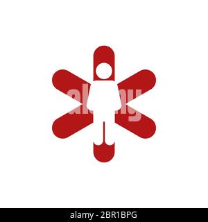 Health Care Cross Menschliche Figur Logo Vorlage Illustration Design. Vektor EPS 10. Stockfoto