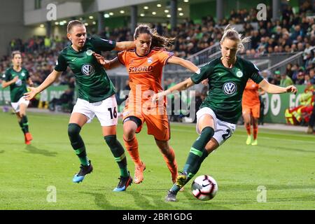 Wolfsburg, 27. März 2019: Fußballspielerinnen im Einsatz beim Fußballspiel der UEFA-Champions-League der Frauen Stockfoto