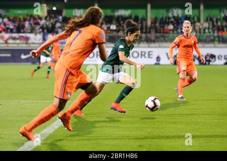 Wolfsburg, 27. März 2019: Fußballspielerin Claudia Neto im Spiel der UEFA Champions League gegen Olympique Lyon. Stockfoto