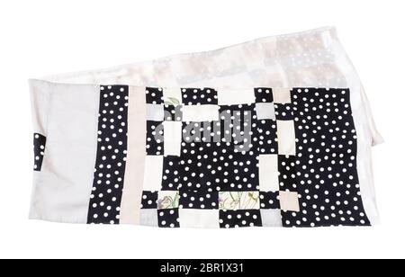 Handmade patchwork Seidenschal genäht aus Polka Dots Gewebe auf weißem Hintergrund Stockfoto