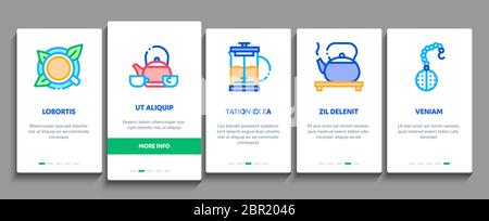 Tee Zeremonie Tradition Onboarding Elemente Symbole Set Vektor Stock Vektor