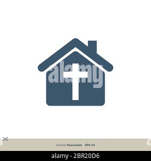 Kirchengebäude Vektor Logo Vorlage Illustration Design Stockfoto