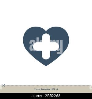 Kreuz und Liebe Icon Vektor Logo Vorlage Illustration Design Stockfoto