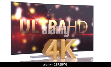 UltraHD Smart TV mit gekrümmten Leinwand auf weißem Hintergrund Stockfoto