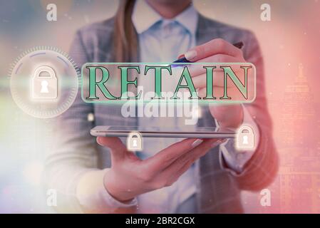 Konzeptionelle Handschrift zeigt behalten. Konzept Bedeutung in einem s halten ist Bezahlung oder Dienst spezifisch oder in Besitz zu halten Stockfoto