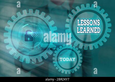 Text Zeichen angezeigt Lektionen gelernt. Business Foto präsentiert das Wissen oder Verständnis von Erfahrungen Stockfoto