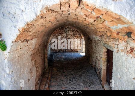 Impressionen von der malerischen befestigten Stadt Monemvasia auf dem Peloponnes, Griechenland Stockfoto