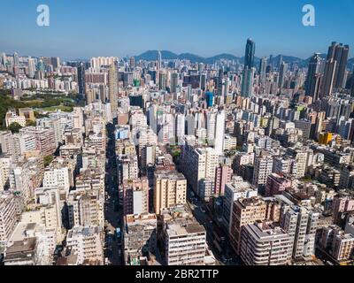 Kowloon City, Hong Kong 25 May 2018:- Draufsicht auf Hong Kong Wohnviertel Stockfoto