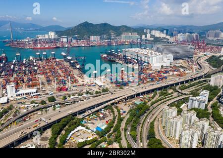 Kwai Tsing, Hongkong 04. September 2018:- Kwai Tsing Container Terminals Stockfoto