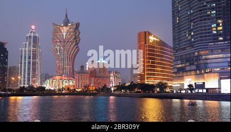 Nam Van Lake Macau - 22. Januar 2019: Macau City Skyline bei Nacht Stockfoto
