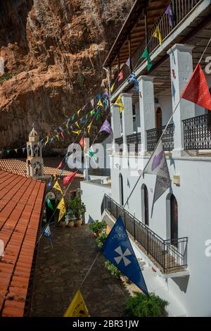 Innenansicht des Klosters Panagia Elona in den Parnon Bergen in Kynouria Stockfoto