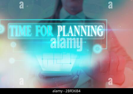Text zeichen Zeit für die Planung. Business Foto text Ausübung bewusste Kontrolle über bestimmte Aktivitäten aufgewendet Stockfoto