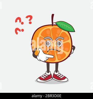 Eine Illustration von Orange Obst Cartoon Maskottchen Charakter in einer verwirrten Geste Stock Vektor