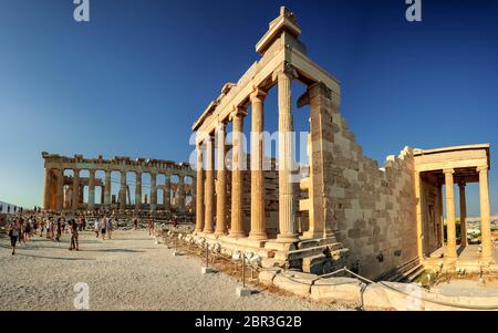 Schöne architektonische 'Etail' aus dem Erechtheion ('Erechteum'), dem Tempel der berühmten Karyatiden. Stockfoto