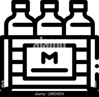 packung Milchflaschen Symbol Vektor-Umriss Illustration Stock Vektor