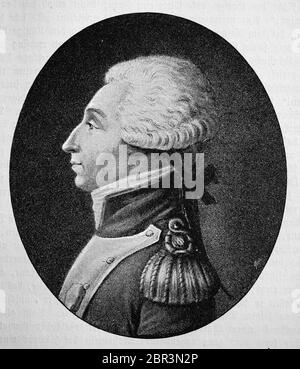 Marie-Joseph-Paul-Yves-Roch-Gilbert du Motier Marquis de La Fayette oder Lafayette, 6. September 1757 - 20. Mai 1834, war ein französischer General de Division und Politiker / Marie-Joseph-Paul-Yves-Roch-Gilbert du Motier, Marquis de La Fayette oder Lafayette, 6. 1757. Bis 20. September. Mai 1834, war ein französischer General de Division und Politiker, historisch, historisch, digital verbesserte Reproduktion eines Originals aus dem 19. Jahrhundert / digitale Reproduktion einer Originalvorlage aus dem 19. Jahrhundert, Stockfoto