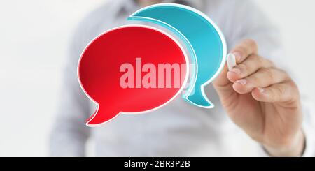 Sprechblasen. Leute, Die Chatten. 3d Abbildung eines Kommunikationskonzepts, bezogen auf Feedback 3d Stockfoto