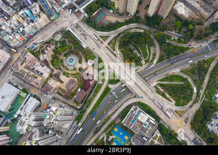 Wong Tai Sin, Hongkong 11. April 2019: Luftaufnahme der Stadt Hongkong Stockfoto