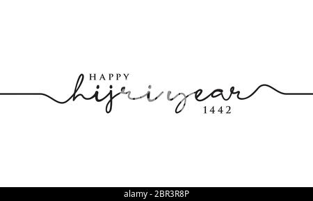 Happy hijri Jahr 1442 handgeschriebene Design Vektor Stock Vektor