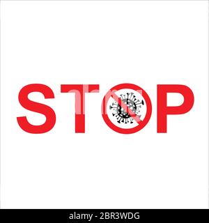 Coronavirus-Zeichen Stoppen. Sperrung Pandemic Outbreak covid-19 2019-nCoV Warnung und Quarantäne mit Vektor-Illustration isoliert auf weiß. Symbol „Schützen“ Stock Vektor