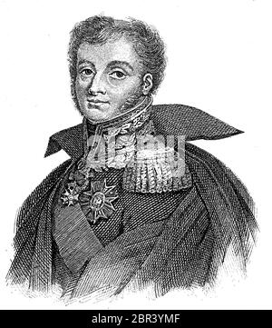 Henri-Gatien, comte Bertrand, 28. März 1773 - 31. Januar 1844, war ein französischer General de Division, Grand marechal du palais und einer der engsten Vertrauten von Napoleon / Henri-Gatien, comte Bertrand, 28. März 1773 - 31. Januar 1844, war ein französischer General de Division, Grand marechal du palais und einer der engsten Vertrauten Napoleons, Historisch, historisch, digital verbesserte Reproduktion eines Originals aus dem 19. Jahrhundert / digitale Reproduktion einer Originalvorlage aus dem 19. Jahrhundert, Stockfoto