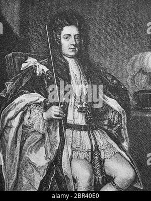 Sidney Godolphin, Earl of Godolphin KG 15 1. Juni 1645 - 15. September 1712, war einer der führenden Politiker Großbritanniens des späten siebzehnten und frühen achtzehnten Jahrhunderts / Sidney Godolphin, 1. Earl of Godolphin, KG, 15. Juni 1645 - 15. September 1712, war einer der führenden britischen Politiker des späten siebzehn und frühen achtzehnten Jahrhunderts, historisch, historisch, digital verbesserte Reproduktion eines Originals aus dem 19. Jahrhundert / Digitale Reproduktion einer Originalvorlage aus dem 19. Jahrhundert, Stockfoto