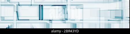 Abstrakt Blau Architektur panorama Hintergrund. 3D-Rendering Stockfoto