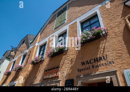 Ansichten und Impressionen der mittelalterlichen Stadt Dünstein in der Wachau Stockfoto